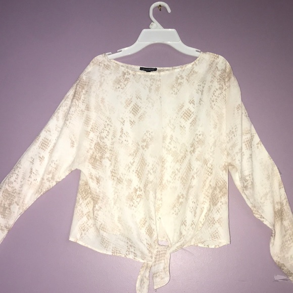 Dynamite Long Sleeve Tie Long Sleeve Blouse - Picture 2 of 4